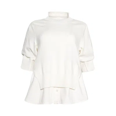 Pre-owned Sacai Denim X Knit Pullover 'off White' | Women's Size 1