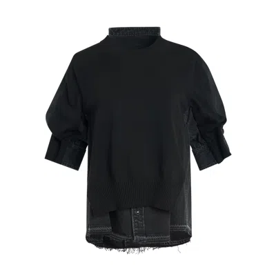 Sacai Denim X Knit Sweater In Black