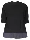 Sacai Denim X Knit Sweater In Black