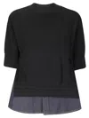 Sacai Denim X Knit Sweater In Black