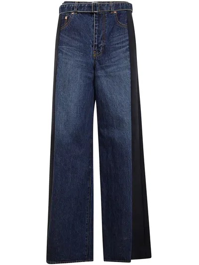 Sacai Denim X Suiting Pants In Blue