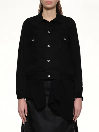 Sacai Denim X Wool Knit Jacket In Black