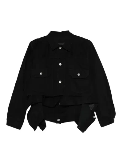 Sacai Denim X Wool Melton Jacket In Blue