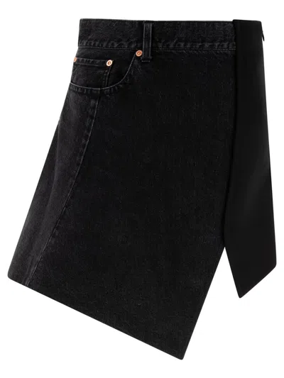 Sacai Denim X Wool Melton Skirts In Black
