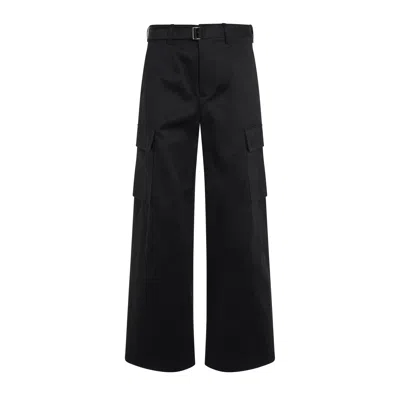 Sacai Stylish Cargo Mini Pants With Zip Closure And Button Fastening In Black