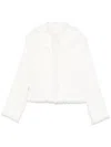 Sacai Cropped Denim Jacket Fringe Detailing In White