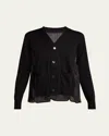 Sacai Dot Flower Print Pleated Back Cardigan In Black
