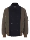 Sacai Double-breasted Anchor-button Coat In Blue