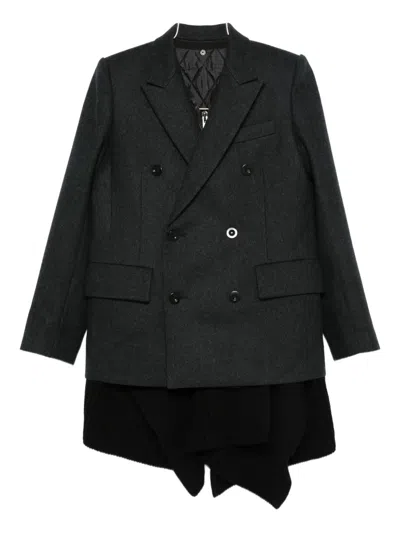 Sacai Double-breasted Blazer In Black