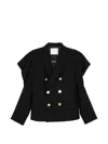 Sacai Double Breasted Cutout Sleeve Jacket In Black In Black