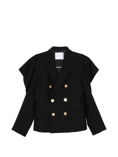 Sacai Double-breasted Blazer In Black