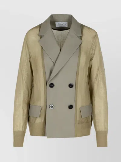 SACAI DOUBLE-BREASTED BLAZER BUTTON DETAILING