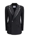 Sacai Double-breasted Blazer With Double Revers In Black