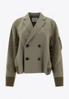 Sacai Double-breasted Bomber Jacket In Green
