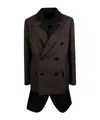 Sacai Double-breasted Wool Coat In Brown
