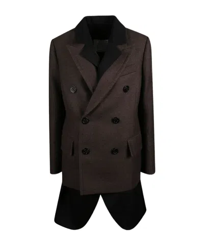 SACAI DOUBLE-BREASTED WOOL COAT