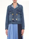 Sacai Double-breasted Denim Jacket In Blue