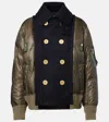 Sacai Double-breasted Down Jacket In Black