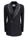 Sacai Double-breasted Blazer With Double Revers In Black