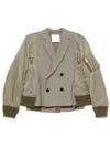 Sacai Double-breasted Bomber Jacket In Green