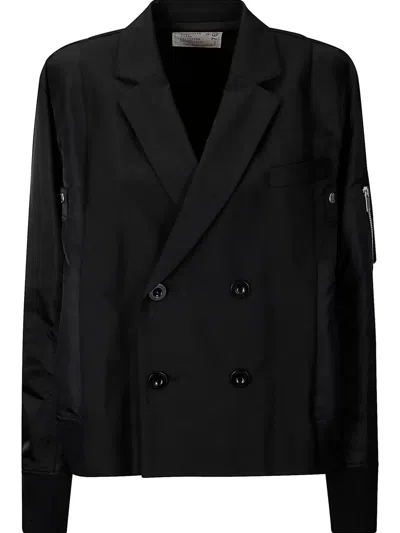 Sacai Klassische Cabanjacke In Schwarz