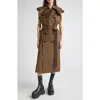 Sacai Double Breasted Midi Trench Dress In Brown