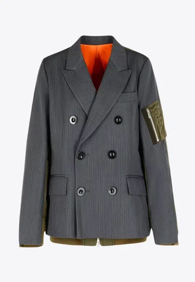SACAI DOUBLE-BREASTED PANELED JACKET