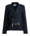 Sacai Wool And Leather Coat Jackets And Coats Grey In Gray
