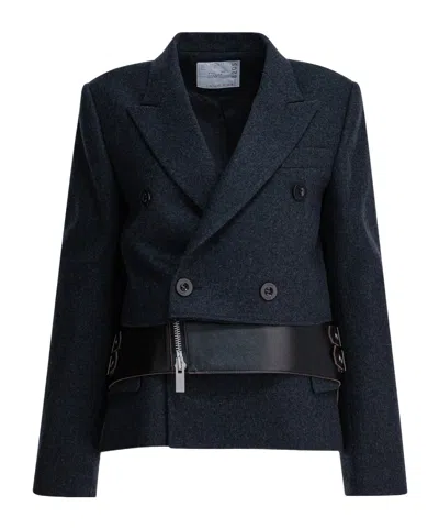 SACAI SACAI DOUBLE BREASTED PANELLED JACKET
