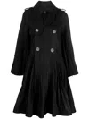 Sacai Double-breasted Peplum Coat In Black