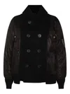 Sacai Double-breasted Down Outerwear Featuring Pockets In Brown