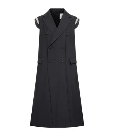 SACAI SACAI DOUBLE BREASTED SLEEVELESS LONG VEST