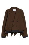 Sacai Patchwork Casual Jacket In Brown