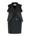 Sacai Black Polyester Blend Trench Coat In Black