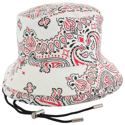 Sacai Double Brim Bandana-print Bucket Hat, Brand Size 3 In White