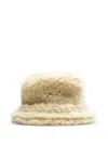 Sacai Double-brim Shearling Bucket Hat In Gray