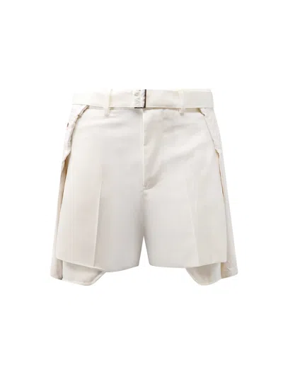 Sacai Double Fabric Shorts In Neutral