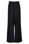 Sacai Double Face Silk & Cotton Trousers In Navy