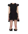 Sacai Short Sleeve Mixed Media Blazer Dress In Black