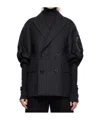 Sacai Double-faced Plaid Blazer In Black