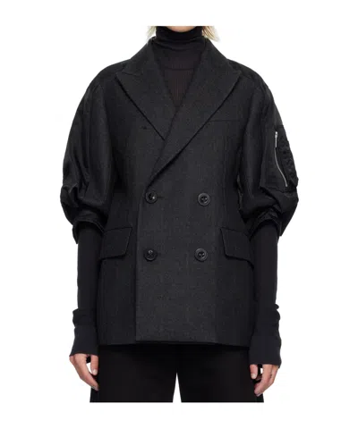 SACAI DOUBLE-FACED PLAID BLAZER
