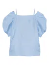 Sacai Double-faced Puff-sleeves Dress In Blue