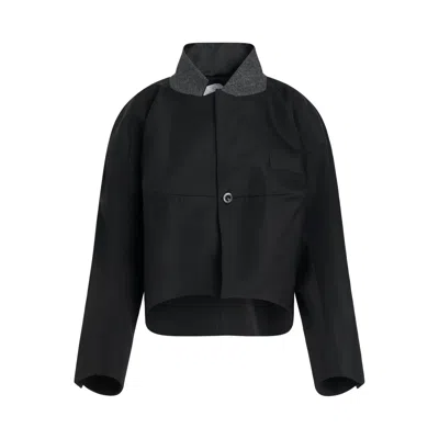 Sacai Double-faced Silk Cotton Jacket In Black