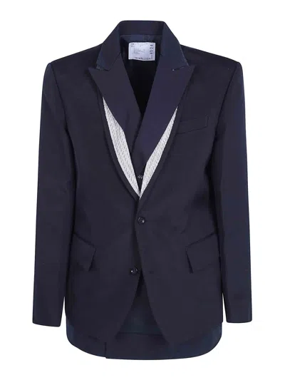 Sacai Double Faced Silk Cotton X Doeskin Jacket In Black