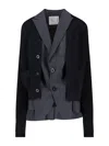 Sacai Double Layer Cardigan In Black