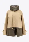 Sacai Double-layer Cropped Jacket In Neutral