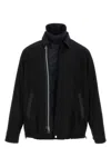 Sacai Buttoned Collar Cotton Jacket With Elasticized Hem In Black