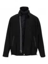 Sacai Buttoned Collar Cotton Jacket With Elasticized Hem In Black