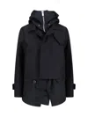 Sacai Double-layer Hooded Jacket In Black