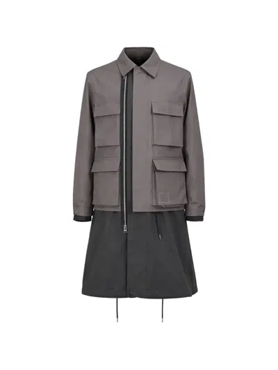 Sacai ダブルレイヤーコート In Brown